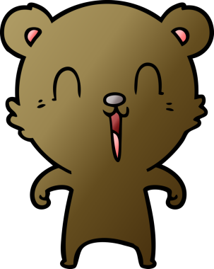 Bir insan tarafından çizilmiş mutlu çizgi film ayısı.