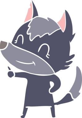 Bir insan tarafından çizilmiş düz renkli çizgi film kurdu.