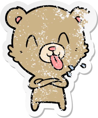 Bir insan tarafından çizilmiş kaba bir çizgi film ayısının sıkıntılı çıkartması.