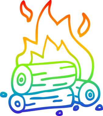 gökkuşağı gradyan çizgi çizimi bir insan tarafından çizilmiş yanan kütükler