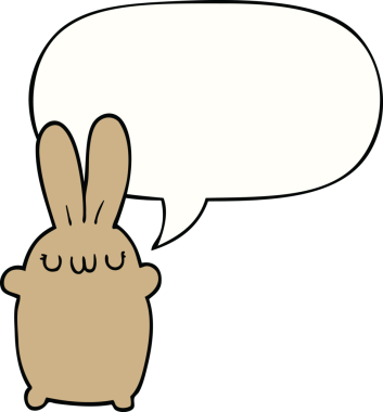 Bir insan tarafından çizilmiş konuşma balonlu çizgi film tavşanı.