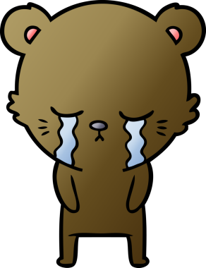 Bir insan tarafından çizilmiş ağlayan çizgi film ayısı.