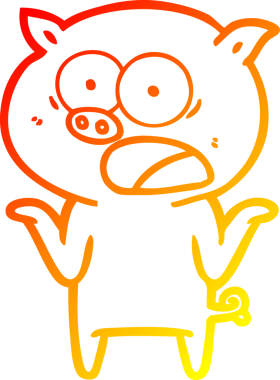 Bir insan tarafından çizilmiş bağıran çizgi film domuzu çizimi.