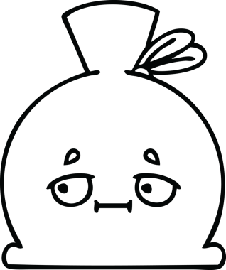 Bir insan tarafından çizilmiş çuval karikatürü.