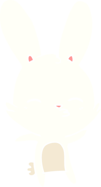 Bir insan tarafından çizilmiş tuhaf düz renkli tavşan.