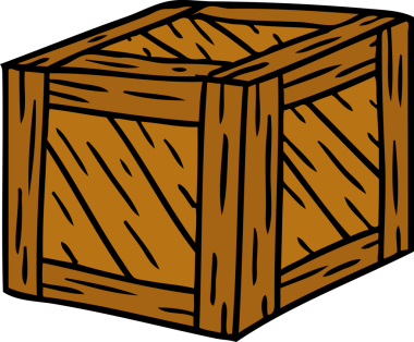 Bir insan tarafından çizilmiş ahşap bir sandığın karikatürü.