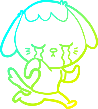 Bir insan tarafından çizilmiş ağlayan şirin bir köpek yavrusu çizimi.