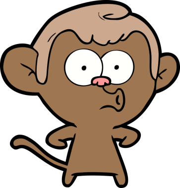 Bir insan tarafından çizilmiş korna çalan maymun.