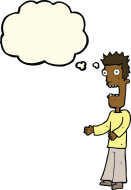 Bir insan tarafından çizilen düşünce baloncuğuyla çılgına dönen çizgi film adamı.