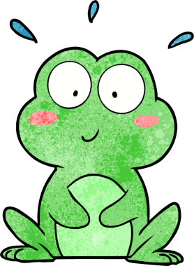 Bir insan tarafından çizilmiş şirin bir kurbağa.