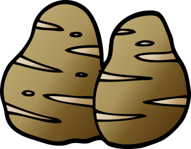 Bir insan tarafından çizilmiş patatesler.