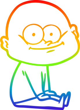 Gökkuşağı gradyan çizgi çizimi bir insan tarafından çizilmiş kel bir adamın çizimi