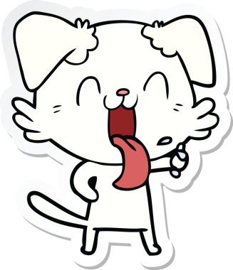 Bir insan tarafından çizilmiş nefes nefese kalmış bir köpeğin çıkartması.