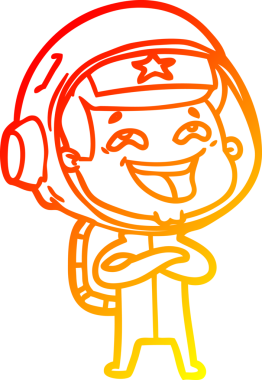 Bir insan tarafından çizilmiş gülen astronotun sıcak çizgi çizimi