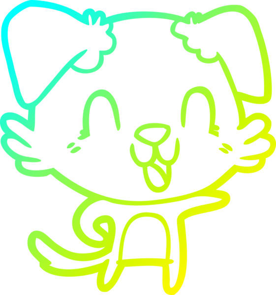 Bir insan tarafından çizilmiş gülen çizgi film köpeğinin soğuk çizgisi.