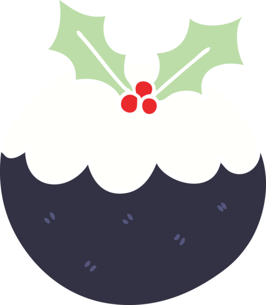 Bir insan tarafından çizilmiş garip bir karikatür Noel pudingi.