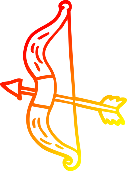 Bir insan tarafından çizilmiş çizgi film yayı ve okunun sıcak eğimli çizimi