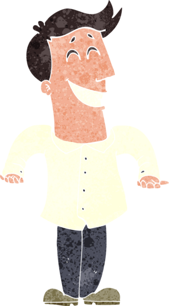 Çizgi filmci bir insan tarafından çizilmiş omuzlarını silkiyor.