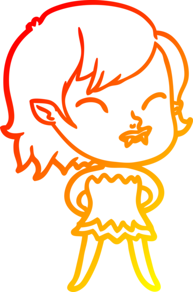 Bir insan tarafından çizilmiş yanağında kan olan vampir bir kızın çizgi film çizimi.