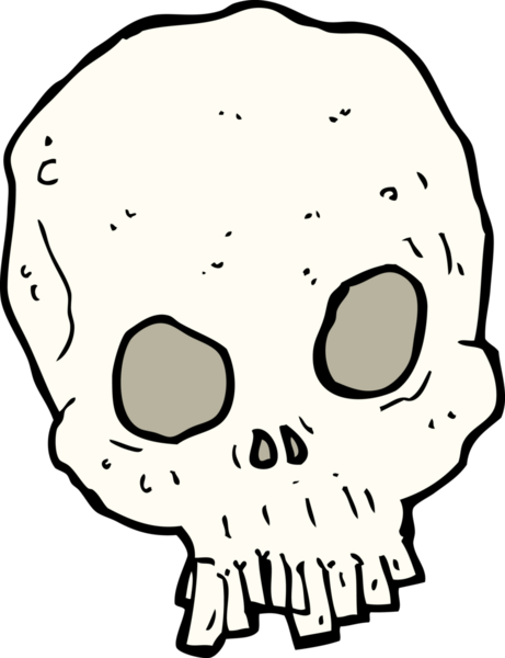 Bir insan tarafından çizilmiş ürkütücü bir kafatası.