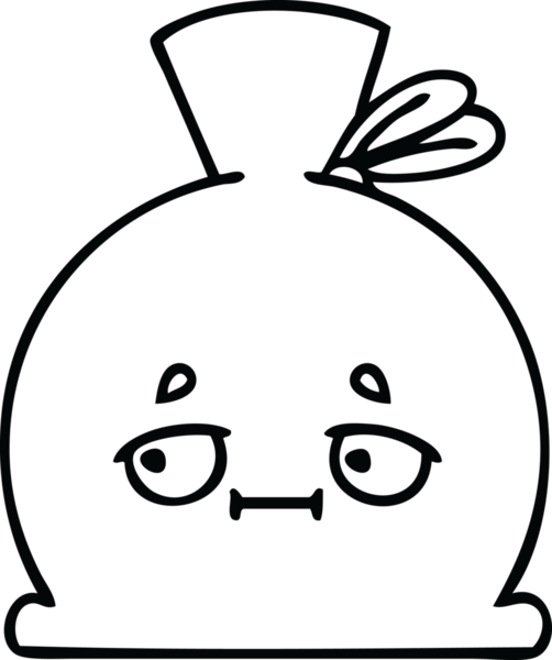 Bir insan tarafından çizilmiş çuval karikatürü.