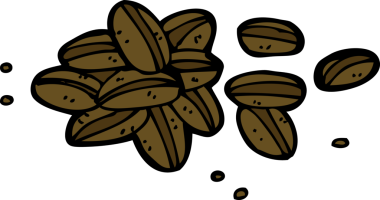 bir insan tarafından çizilmiş kahve çekirdekleri.