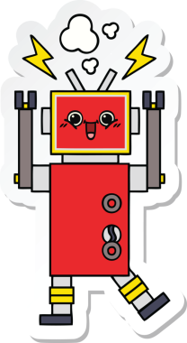 Bir insan tarafından çizilmiş şirin çizgi film robotunun çıkartması.