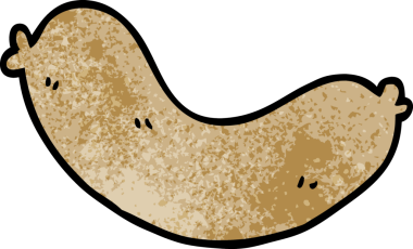 Bir insan tarafından çizilmiş çiğ sosis.