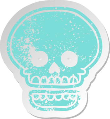 Bir insan tarafından çizilmiş kafatası çıkartması.