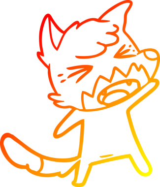 Bir insan tarafından çizilmiş kızgın bir tilkinin sıcak çizgi çizimi