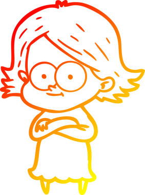 Bir insan tarafından çizilmiş mutlu bir çizgi film kızı çizimi