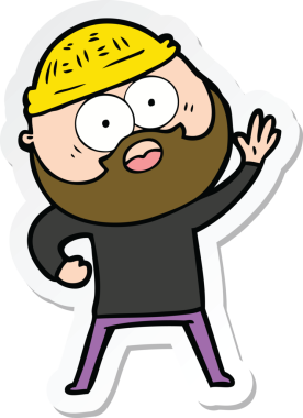 Bir insan tarafından çizilmiş sakallı bir adamın çıkartması.