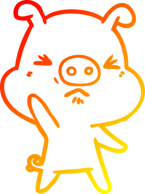 Bir insan tarafından çizilmiş kızgın bir domuzun sıcak çizgi çizimi