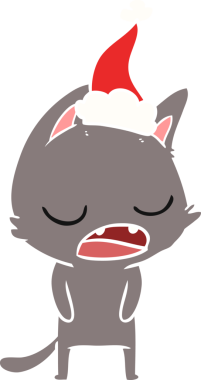 Bir insanın çizdiği Noel Baba şapkasının çizdiği düz renk çizimi.