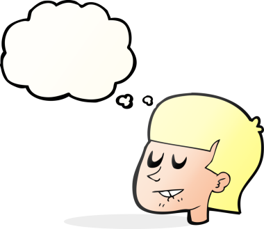 Bir insan tarafından çizilmiş dudak ısıran serbest çizim baloncuk adam.