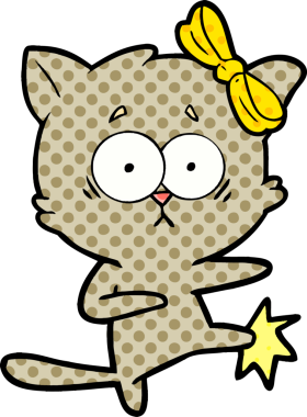 Bir insan tarafından çizilmiş çizgi film kedisi.