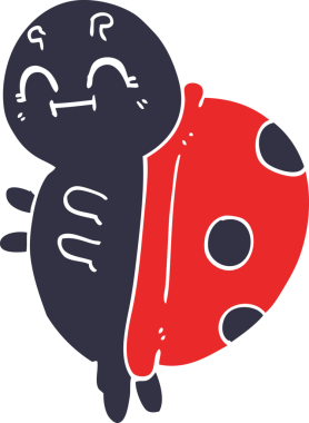 Bir insan tarafından çizilmiş sevimli karikatür uğur böceği.