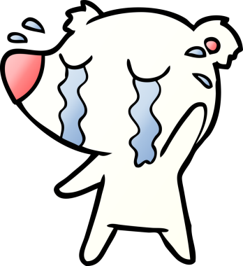 Bir insan tarafından çizilmiş üzgün küçük kutup ayısı çizgi filmi.