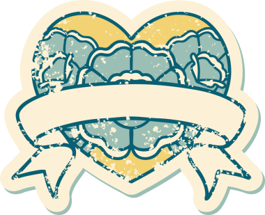 Bir insanın çizdiği çiçekli kalp ve pankartın sembolik dövmeli resmi.