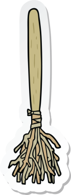 Bir insan tarafından çizilmiş sihirli süpürge çıkartması.