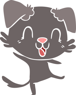 Bir insan tarafından çizilmiş düz renkli çizgi film köpeği.