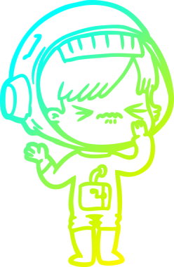 Bir insan tarafından çizilmiş kızgın bir uzay kızı çizimi.