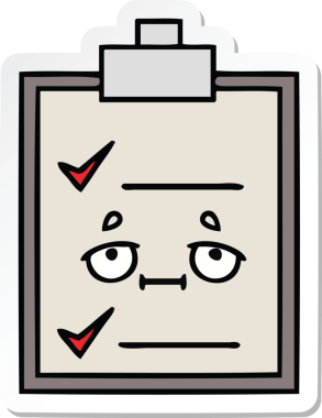 Bir insan tarafından çizilmiş şirin bir karikatür kontrol listesinin etiketi