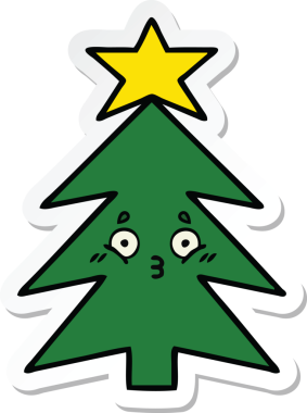 Bir insan tarafından çizilmiş şirin bir noel ağacının çıkartması.