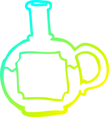 Bir insanın çizdiği karikatür yemek şişesinin soğuk gradyan çizgisi