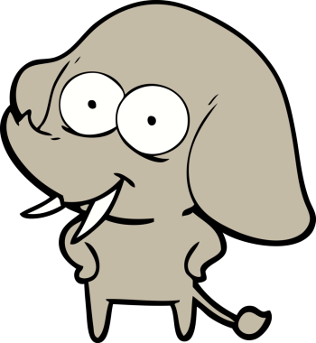 Bir insan tarafından çizilmiş mutlu bir fil.