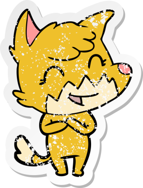 Bir insan tarafından çizilmiş mutlu bir tilkinin sıkıntılı çıkartması.