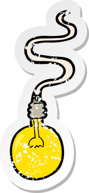 Bir insan tarafından çizilmiş bir karikatür ampulünün gerilimli yapıştırması.