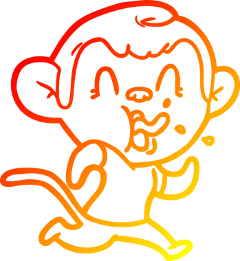 İnsan tarafından çizilmiş çılgın bir çizgi maymunun sıcak çizgi çizimi