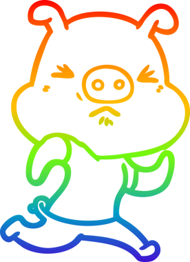 Bir insan tarafından çizilmiş tişört giymiş kızgın bir domuzun çizgi çizimi.